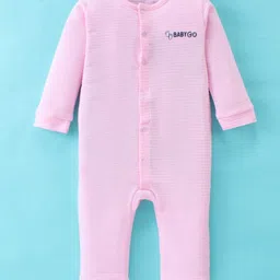 Baby GO Terry Full Sleeves Romper With Solid Colour - Pink-picture-13