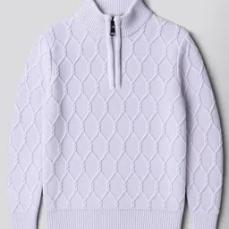 Primo Gino 100% Cotton Knit Full Sleeves High Neck Pullover Sweater with Cable Knit Design - White-picture-19