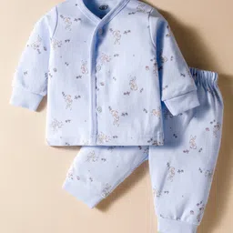 Zero Interlock Knit Full Sleeves Night Suit With Animal Print - Light Blue-picture-20