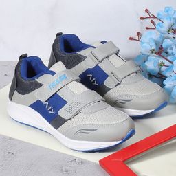 TRASE Colour Blocked Double Velcro Closure Sneakers - Grey & Blue-picture-22