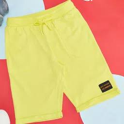 Pantaloons Junior Cotton Knit Get Ready To Race Text Patch Detailed Shorts - Limegreen-image-97