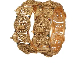 SGA FASHION Set Of 2 Gold-Plated AD Studded Temple Bangles image 2