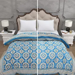 Myntra Elegant Homes Multi 200 GSM Ethnic Motifs Cotton AC Room Double Bed Quilt image 4