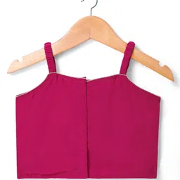 Babyhug Sleeveless Floral Sequenced Embroidered Choli Lehenga & Dupatta Set with Tassel Detailing - Dark Pink image 3