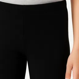 Charm n Cherish Cotton Blend Knit Solid Leggings - Black image 4