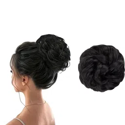 VIEWS Clip-In Wavy Bun Hair Extension - Black - 6 Inch-image-5