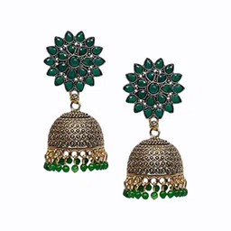 JMBW INTERNATIONAL Gold Plated Beaded Dome Shaped Jhumkas image 4