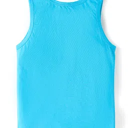 Babyhug 100% Cotton Knit Sleeveless Sandos With Cloud & Star Print Pack of 3 - Blue Red & White image 5