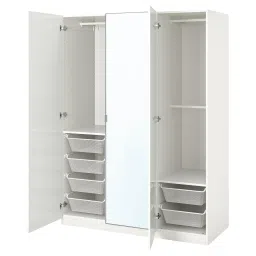 ikea pax / fardal/åheim Wardrobe combination, white/high-gloss/white mirror glass, 150x60x201 cm image 1