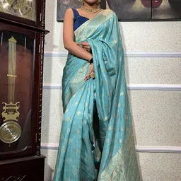 Anjaneya Sarees Woven Design Zari Silk Blend Banarasi Saree-image-64