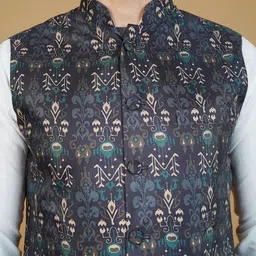 Wintage Printed Sleeveless Nehru Jackets image 5