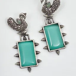 Oxy Jewels Peacock Design American Diamond Earrings-picture-28