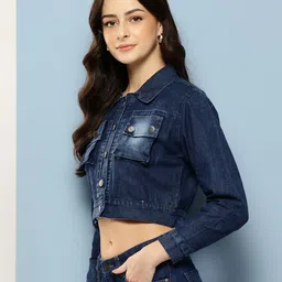 Aarika Washed Crop Denim Jacket image 5