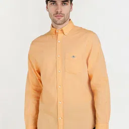 GANT Men Relaxed Fit Solid Button-Down Collar Pure Cotton Poplin Casual Shirt-picture-35
