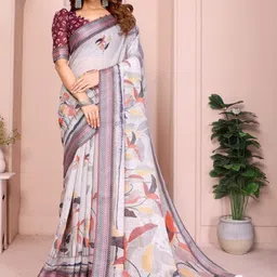BAFNA MENS WEAR Floral Printed Zari Saree-picture-36