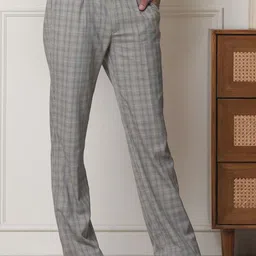 SUBTRACT Men Checked Wrinkle Free Trousers image 1
