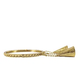 ZULKA Set Of 4 Gold-Plated Curved Kaleere Latkan Kada image 2