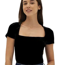 Stars and You Women Short Sleeves Square Neck Top-image-44