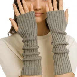 Alexvyan Women Striped Acrylic Fingerless Gloves-picture-40