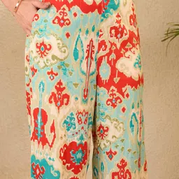 IMANA Printed Mandrain Collar Top With Trousers Co-Ords image 2
