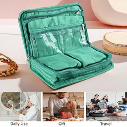 Kuber Industries Green 4 Pieces Self Design Jewellery Organisers image 5