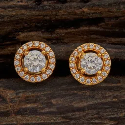 Kushal's Fashion Jewellery 92.5 Pure Silver Gold Plated Cubic Zirconia Oval Studs-picture-26