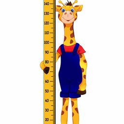 WENS Removable Height Measurement Wall Sticker Giraffe Print - Blue Yellow-picture-5