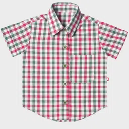 Nino Bambino Half Sleeves Organic Cotton Checked Shirt - Multi Color-image-91