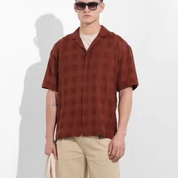 the indian garage co The Indian Garage Co. Cuban Collar Textured Casual Shirt-picture-18