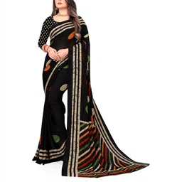 Moda Rapido Black Poly Georgette Sarees image 1