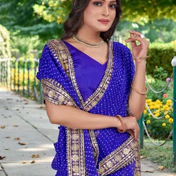 Mitera Pure Georgette Embellished Gotta Patti Bandhani Saree image 5