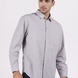 Celio Men Classic Oversized Fit Vertical Striped Spread Collar Cotton Casual Shirt image 3