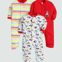 EIO Infants Kids Pack of 3 Printed Pure Cotton Sleepsuit-picture-26