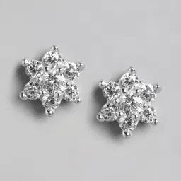 Carlton London 925 Sterling Silver Rhodium-Plated CZ Floral Studs Earrings-picture-14