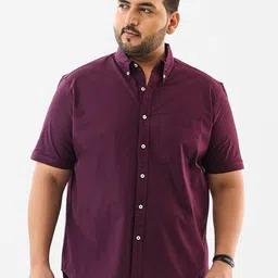 Snitch Men Plus Size Solid Button-Down Collar Cotton Casual Shirt-image-80