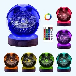 starkendy 3D Night Table Study Lamp With Wooden Base & USB Cable Switch, Party Decoration Night Lamp-picture-33