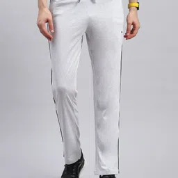 Men Solid Grey Track Pants-image-0