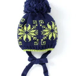 Babyhug Woollen Cap with Muffler Navy Blue - Diameter 8 cm image 2