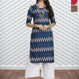 HERE&NOW Women Pack of 3 Ethnic Motifs Printed Crepe Kurta-picture-40