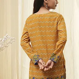 Biba Floral Printed Notch Neck Long Sleeves A-Line Kurta image 4
