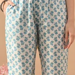 KKOUTFITS Women Floral Printed Regular Pure Cotton Kurta with Palazzos image 2