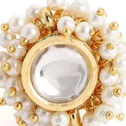 Peora Women Gold-Plated Crystal & Beads Studded Ring image 3