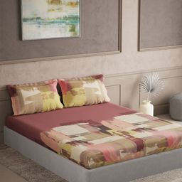 DDecor Pink & White Geometric 180 TC Bedsheet with 2 Pillow Covers-picture-21