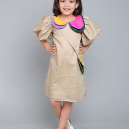 Pink Chick Girls Peter Pan Collar Puff Sleeve A-Line Dress With Sling Bag-picture-24