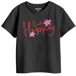 BonOrganik Girls Typography Printed Round Neck Cotton T-shirt-picture-43