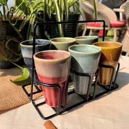 Posh Pitara Green & Red 6 Pieces Ceramic Core Mugs image 5