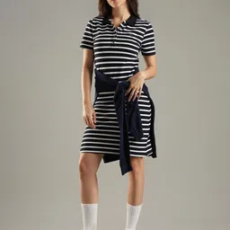 Tommy Hilfiger Women Striped Polo Collar T-shirt Dress-picture-37