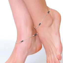 Lila Set of 2 Silver-Plated Beaded Anklets-picture-29