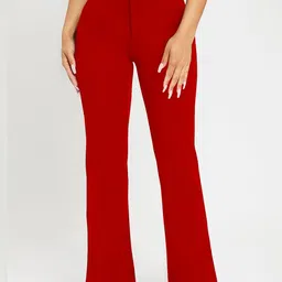 KERI PERRY Women Relaxed Straight Leg High-Rise Non-Iron Trousers-image-48