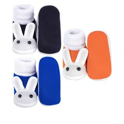 NESKA MODA 0 To 6 Month Newborn Baby Boy & Girls 3 Pair Set Soft Cotton Rabbit Slip On Baby Booties image 4